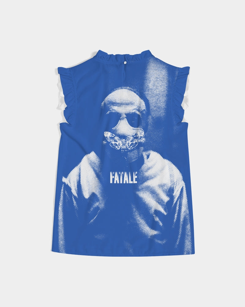 SiOfLa / Blue / Ruffle Sleeve Top