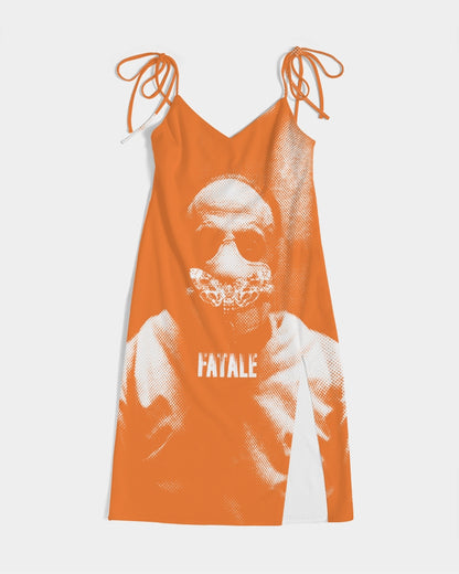 SiOfLa / Orange / Tie Strap Split Dress