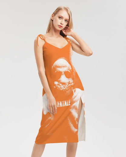 SiOfLa / Orange / Tie Strap Split Dress