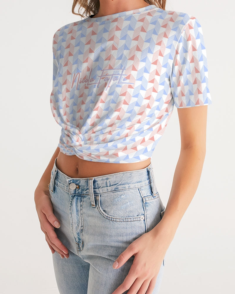 Cohésion / Blanc / Twist-Front Cropped Tee / By Nicola Fatale - Nicola Fatale