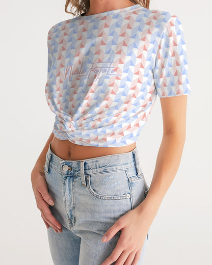 Cohésion / Blanc / Twist-Front Cropped Tee / By Nicola Fatale - Nicola Fatale