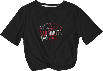 BadHabits / Twist-Front Cropped Tee / By Nicola Fatale - Nicola Fatale