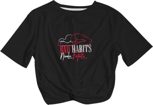 BadHabits / Twist-Front Cropped Tee / By Nicola Fatale - Nicola Fatale